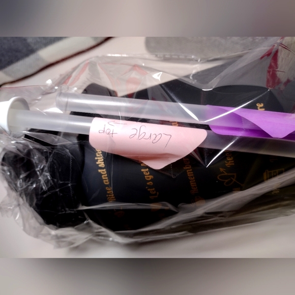 3 BLACK w/Gold writing Water Bottles Set: 64oz, 25oz, 10oz, All with Handles - Picture 15 of 16